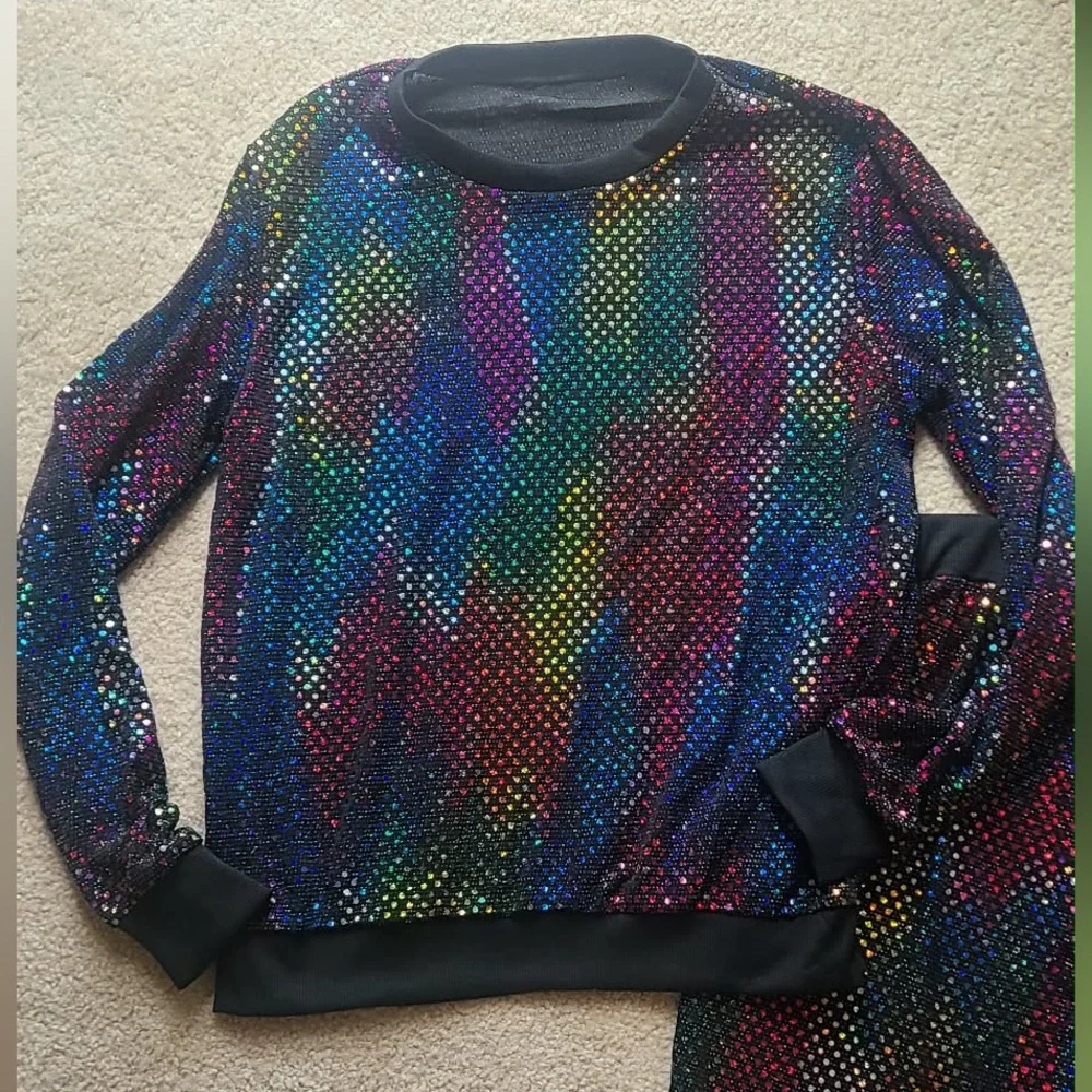 Multicolor Sequin-Effect Jogger Set - Women